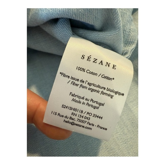 Sezane Light Denim Max Snap Button Chest Pocket Shirt Womens Size 32 US 0 XXS - Picture 16 of 16